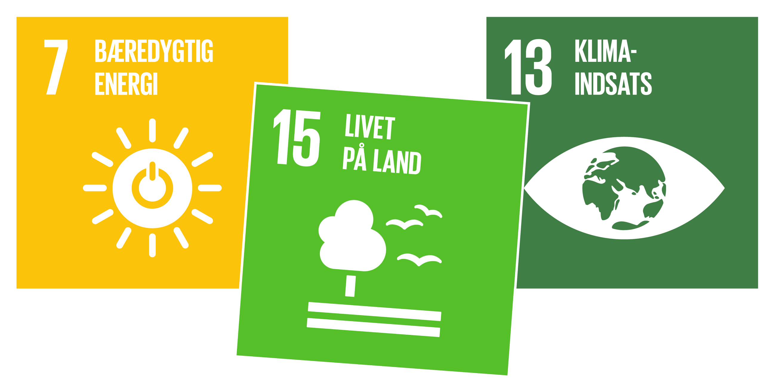 Verdensmålene for fokuspunktet energi er: verdensmål 7: bæredygtig energi, verdensmål 13: klimaindsats, verdensmål 15: livet på land.
